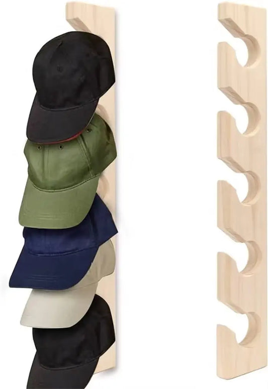 Wooden vertical hat rack